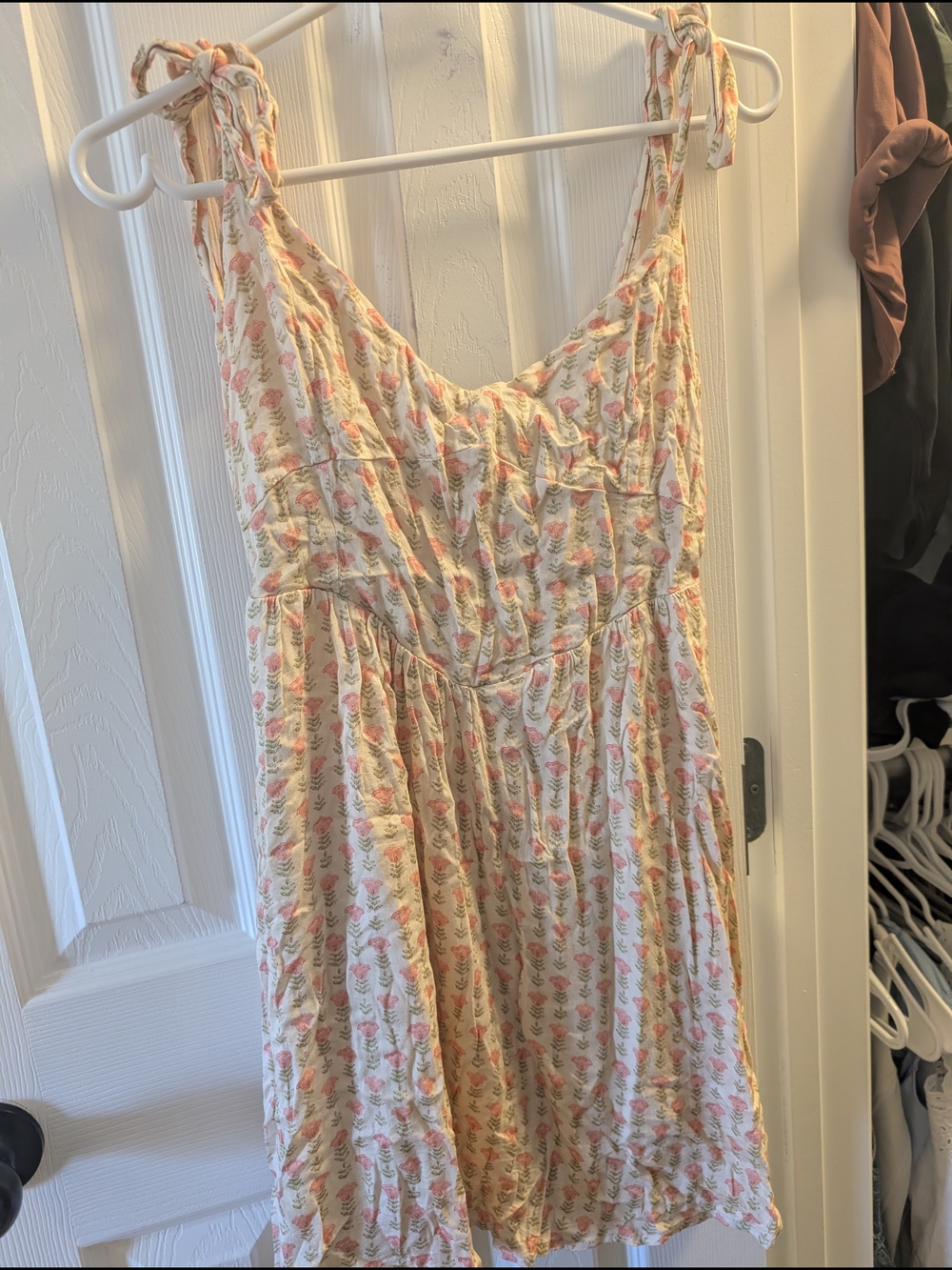 saltwater LUXE Cream Sundress with Pink Floral Print